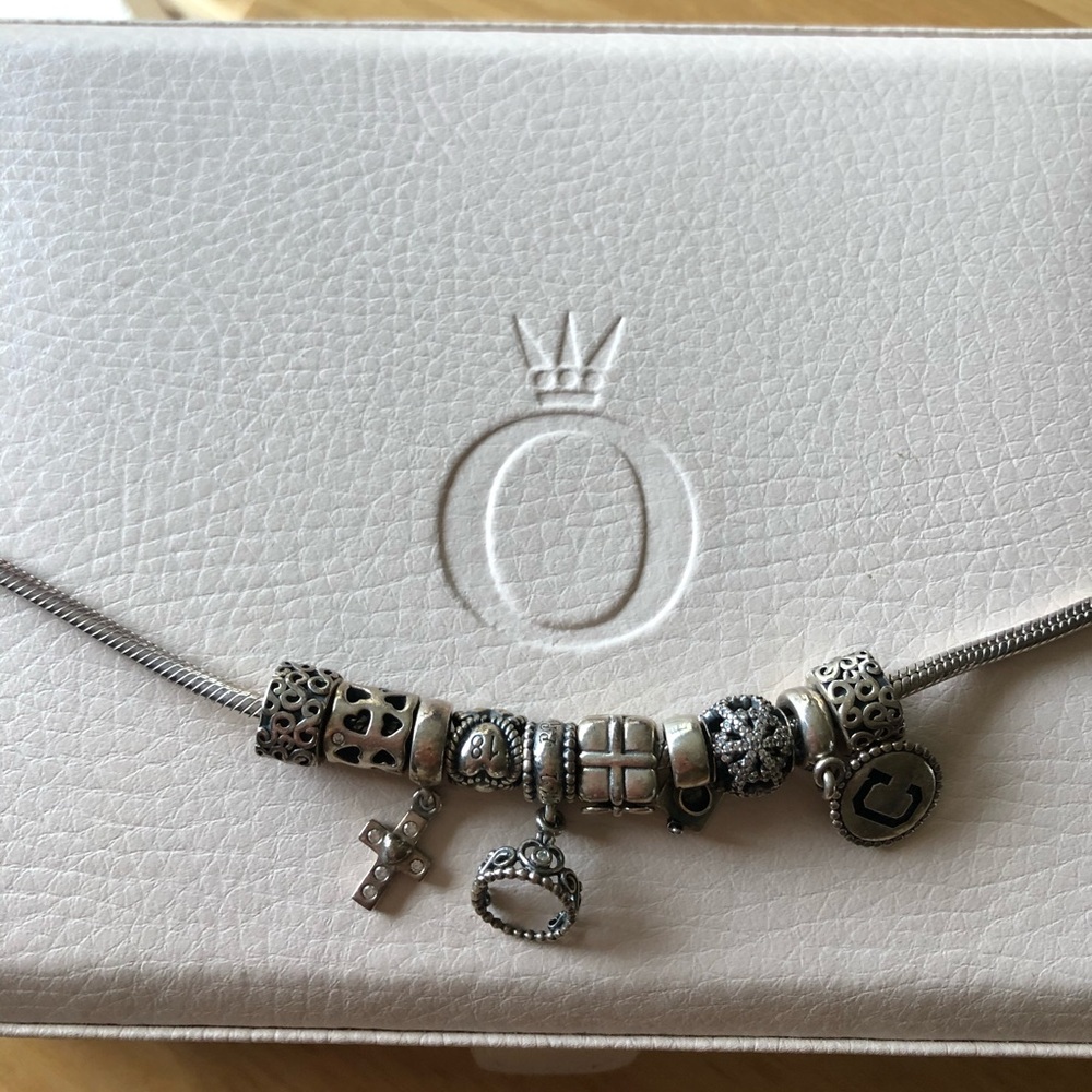 Pandora Bracelet with Charms. Jewelry Box Included